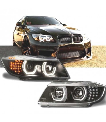 GF FARO IZQ BMW E90 E91 OJOS ANGEL LED 3D FONDO NEGRO SERIE 3 05-08 R147665C6