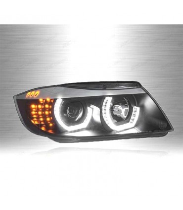 GF FARO IZQ BMW E90 E91 OJOS ANGEL LED 3D FONDO NEGRO SERIE 3 05-08 R147665C6