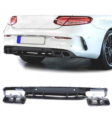 VE DIFUSOR MERCEDES CLASE C C205 COUPE 15-18 LOOK AMG C63 NEGRO BRILLO + COLAS ESCAPE NEGRO C010646C1