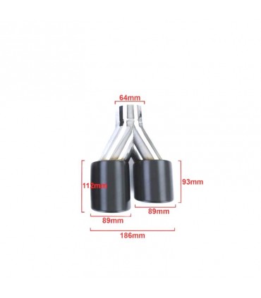 DW COLA ESCAPE SALIDA DOBLE UNIVERSAL 2x 89MM ACERO INOX NEGRO MATE E010106C1