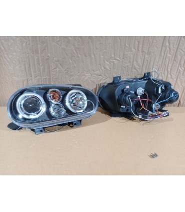 AZ FAROS VOLKSWAGEN VW GOLF IV MK4 97-03 OJOS ANGEL LED LOOK R32 FONDO NEGRO R020013C7