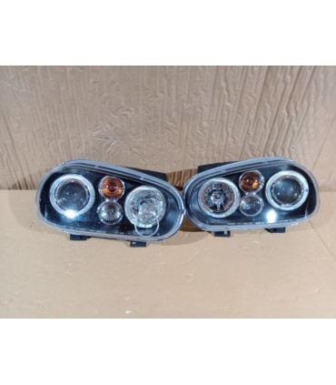 UF FAROS VOLKSWAGEN VW GOLF IV MK4 97-03 OJOS ANGEL LED LOOK R32 FONDO NEGRO R020013C8