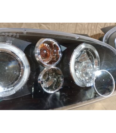 UF FAROS VOLKSWAGEN VW GOLF IV MK4 97-03 OJOS ANGEL LED LOOK R32 FONDO NEGRO R020013C8