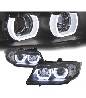 BA FAROS BMW E90 E91 05-08 XENON OJOS ANGEL U LED 3D NEGRO R014101C2