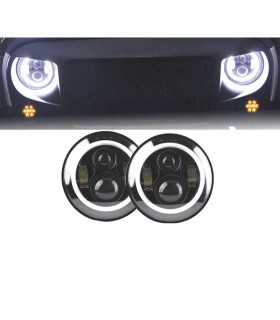 CX FAROS PARA JEEP WRANGLER 96-18 OJOS ANGEL LED NEGRO R016095C1