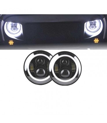 CX FAROS PARA JEEP WRANGLER 96-18 OJOS ANGEL LED NEGRO R016095C1