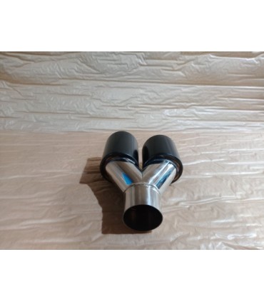 CX COLA ESCAPE SALIDA DOBLE UNIVERSAL 2x 89MM ACERO INOX NEGRO MATE E010106C2