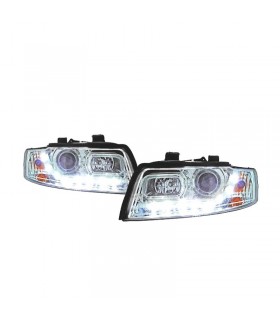 DW FAROS AUDI A4 B6 00-04 LUZ DIURNA LED FONDO CROMO R145363C1