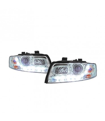DW FAROS AUDI A4 B6 00-04 LUZ DIURNA LED FONDO CROMO R145363C1