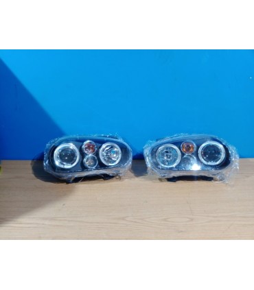 FE FAROS VOLKSWAGEN VW GOLF IV MK4 97-03 OJOS ANGEL LED LOOK R32 FONDO NEGRO R020013C9