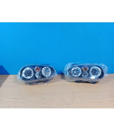 PK FAROS VOLKSWAGEN VW GOLF IV MK4 97-03 OJOS ANGEL LED LOOK R32 FONDO NEGRO R020013C10