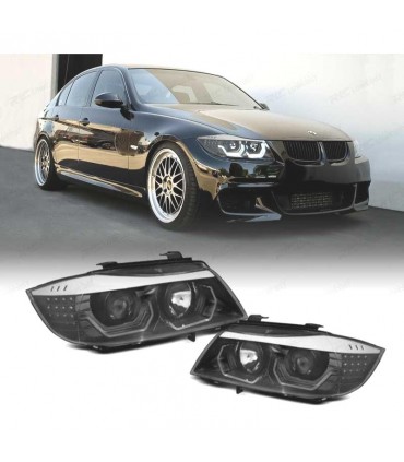 ED FAROS BMW E90 E91 05-08 OJOS ANGEL 3D FONDO NEGRO R022107C3