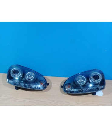 DW FAROS VOLKSWAGEN VW GOLF 5 03-08 JETTA 05-10 OJOS DE ANGEL LUZ DIURNA LED + CCFL FONDO NEGRO R145792C4