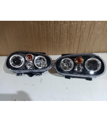CX FAROS VOLKSWAGEN VW GOLF 4 OJOS ANGEL LED LOOK R32 FONDO NEGRO R020013C12