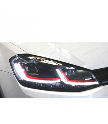 VE FAROS VOLKSWAGEN VW GOLF 7 12-17 LOOK 7.5 GTI DRL DINAMICOS ROJO NEGROS R012836C1