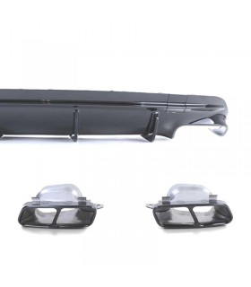 DW DIFUSOR MERCEDES CLA C117 16-19 LOOK AMG NEGRO BRILLO + COLAS ESCAPE C010945C2