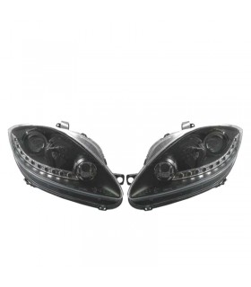 BY FAROS PARA SEAT LEON ALTEA TOLEDO 04-09 LUZ DIURNA LED FONDO NEGRO R145482C3