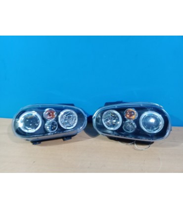 CX FAROS VOLKSWAGEN VW GOLF 4 OJOS ANGEL LED LOOK R32 FONDO NEGRO R020013C13