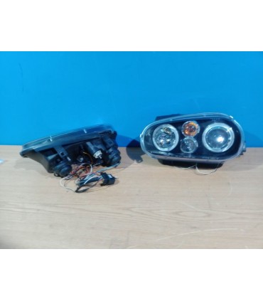 CX FAROS VOLKSWAGEN VW GOLF 4 OJOS ANGEL LED LOOK R32 FONDO NEGRO R020013C13