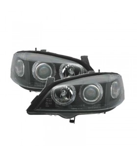 DW FAROS PARA OPEL ASTRA G 97-04 OJOS ANGEL FONDO NEGRO H7-H7 R145500C1