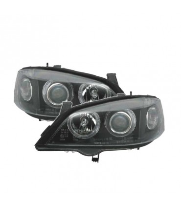 DW FAROS PARA OPEL ASTRA G 97-04 OJOS ANGEL FONDO NEGRO H7-H7 R145500C1