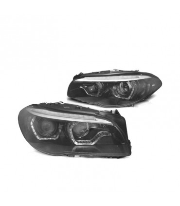 DW FAROS BMW F10 F11 13-16 BI-XENON OJOS ANGEL LED 3D DRL DINAMICOS NEGRO R017795C1