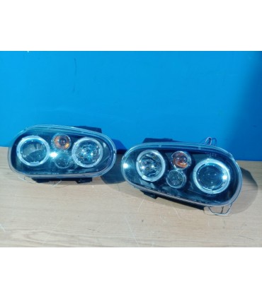 DW FAROS VOLKSWAGEN VW GOLF 4 OJOS ANGEL LED LOOK R32 FONDO NEGRO R020013C14