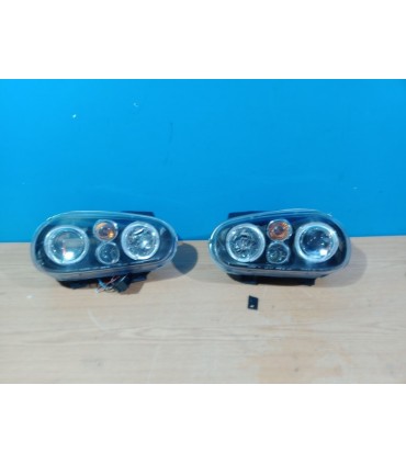 DW FAROS VOLKSWAGEN VW GOLF 4 OJOS ANGEL LED LOOK R32 FONDO NEGRO R020013C15