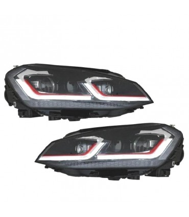 DW FAROS VOLKSWAGEN VW GOLF 7 12-17 LOOK 7.5 GTI DRL DINAMICOS ROJO NEGROS R012836C2