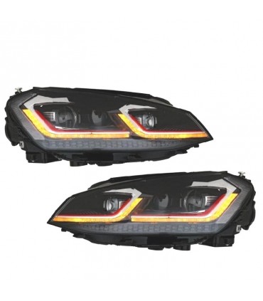 DW FAROS VOLKSWAGEN VW GOLF 7 12-17 LOOK 7.5 GTI DRL DINAMICOS ROJO NEGROS R012836C2
