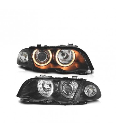 DW FAROS BMW E46 BERLINA 98-01 OJOS ANGEL FONDO NEGRO R145469C1