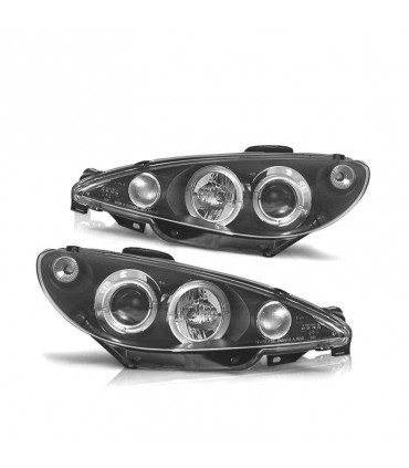 DW FAROS PEUGEOT 206 98-08 OJOS ANGEL CCFL FONDO NEGRO H4 OEM R146976C1
