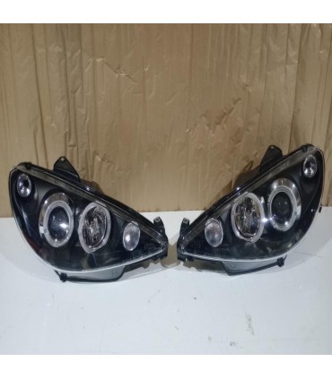 DW FAROS PEUGEOT 206 98-08 OJOS ANGEL CCFL FONDO NEGRO H4 OEM R146976C1