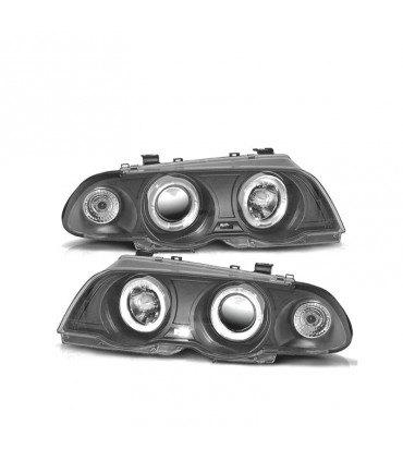 DW FAROS BMW E46 4 PUERTAS 98-01 OJOS ANGEL FONDO NEGRO R145935C1