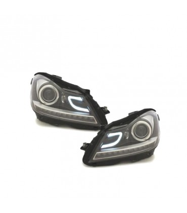 CX FAROS MERCEDES W204 11-14 LUZ DIURNA LED TUBE LIGHT + LED FONDO NEGRO CROMO R148171C1