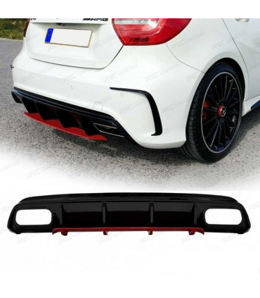 BA DIFUSOR MERCEDES CLASE A W176 AMG 12-18 LOOK A45 AMG NEGRO BRILLO ROJO R024165C1