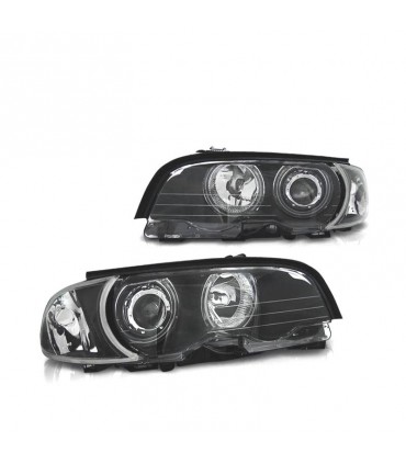 CX FAROS BMW E46 COUPE 99-03 OJOS ANGEL CCFL INTERMITENTES FONDO NEGRO R147027C2