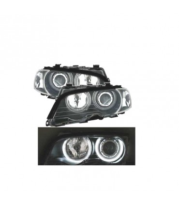 CX FAROS BMW E46 COUPE 99-03 OJOS ANGEL CCFL INTERMITENTES FONDO NEGRO R147027C2