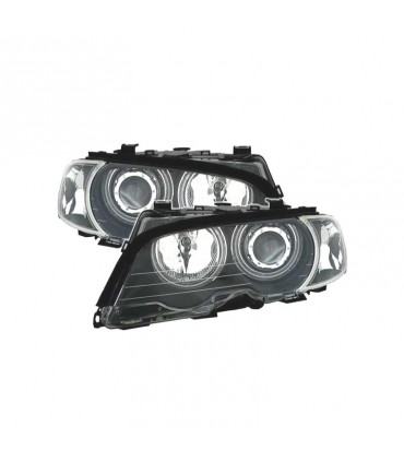 CX FAROS BMW E46 COUPE 99-03 OJOS ANGEL CCFL INTERMITENTES FONDO NEGRO R147027C2