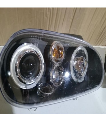 BY FAROS VOLKSWAGEN VW GOLF 4 OJOS ANGEL LED LOOK R32 FONDO NEGRO R020013C16