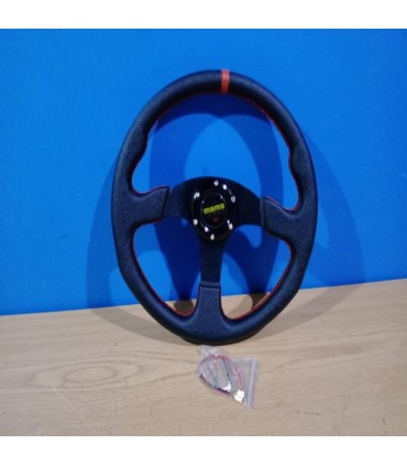 CX VOLANTE PIEL NEGRA RIBETE ROJO R020021C1