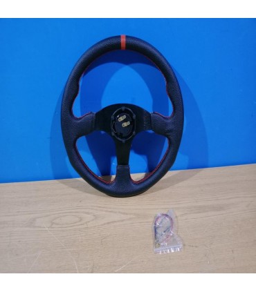 CX VOLANTE PIEL NEGRA RIBETE ROJO R020021C1