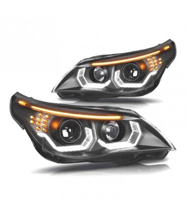 CX FAROS BMW E60 E61 03-07 ANGEL EYES LED U HALO FONDO NEGRO R020188C8