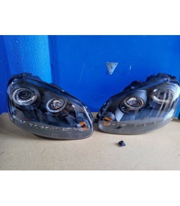 ZA FAROS VOLKSWAGEN VW GOLF 5 03-08 JETTA 05-10 OJOS DE ANGEL LUZ DIURNA LED + CCFL FONDO NEGRO R145792C7
